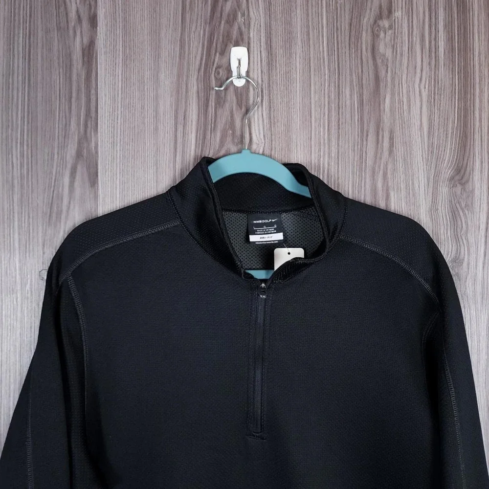 Nike‎ Golf Dri-FIT Quarter Zip Pullover Mens Large Black Performance Sweatshirt